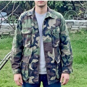 1982 US Army BDU Mens Small Green Woodland Camo Military